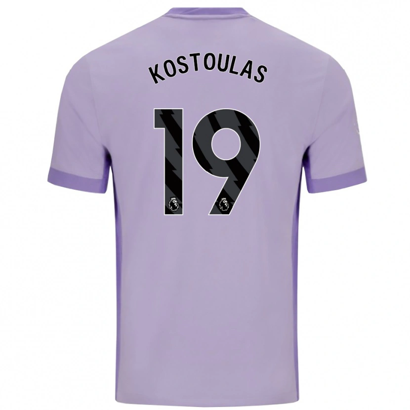 Danxen Uomo Maglia Charalampos Kostoulas #19 Viola Taro Bianco Kit Gara Away 2025/26 Maglietta