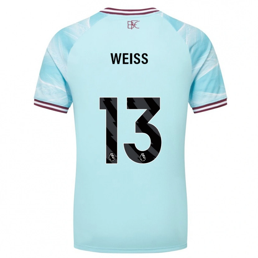 Danxen Uomo Maglia Max Weiß #13 Azzurro Borgogna Kit Gara Away 2025/26 Maglietta