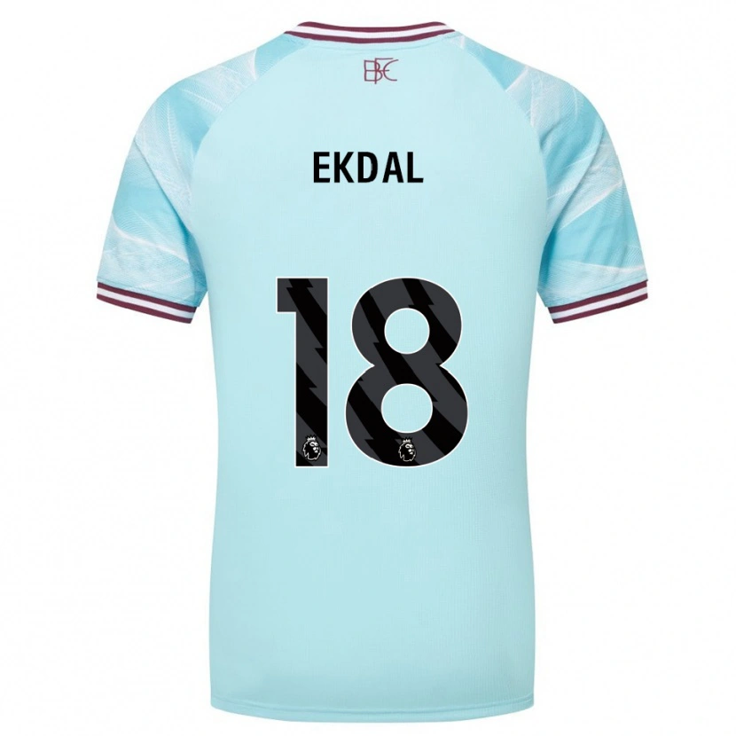 Danxen Uomo Maglia Hjalmar Ekdal #18 Azzurro Borgogna Kit Gara Away 2025/26 Maglietta