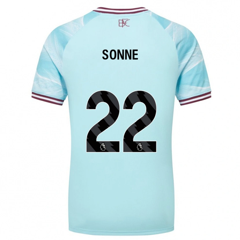 Danxen Uomo Maglia Oliver Sonne #22 Azzurro Borgogna Kit Gara Away 2025/26 Maglietta