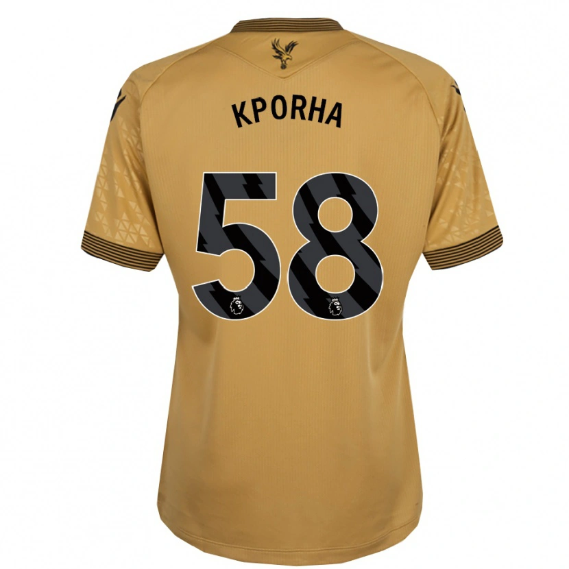 Danxen Uomo Maglia Caleb Kporha #58 Oro Nero Kit Gara Away 2025/26 Maglietta