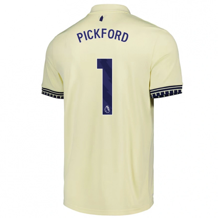 Danxen Uomo Maglia Jordan Pickford #1 Bianco Sporco Nero Kit Gara Away 2025/26 Maglietta