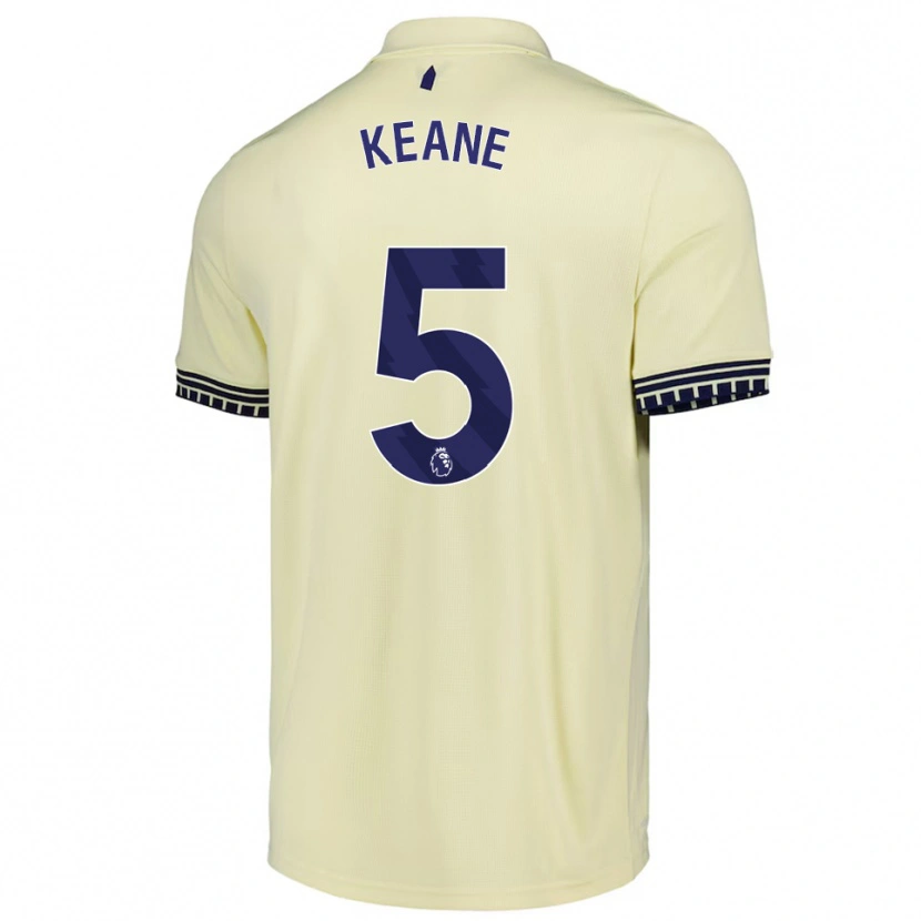 Danxen Uomo Maglia Michael Keane #5 Bianco Sporco Nero Kit Gara Away 2025/26 Maglietta
