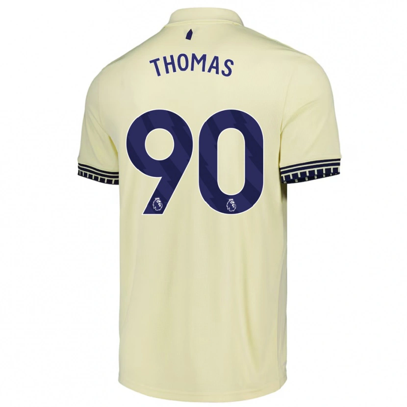 Danxen Uomo Maglia Aled Thomas #90 Bianco Sporco Nero Kit Gara Away 2025/26 Maglietta