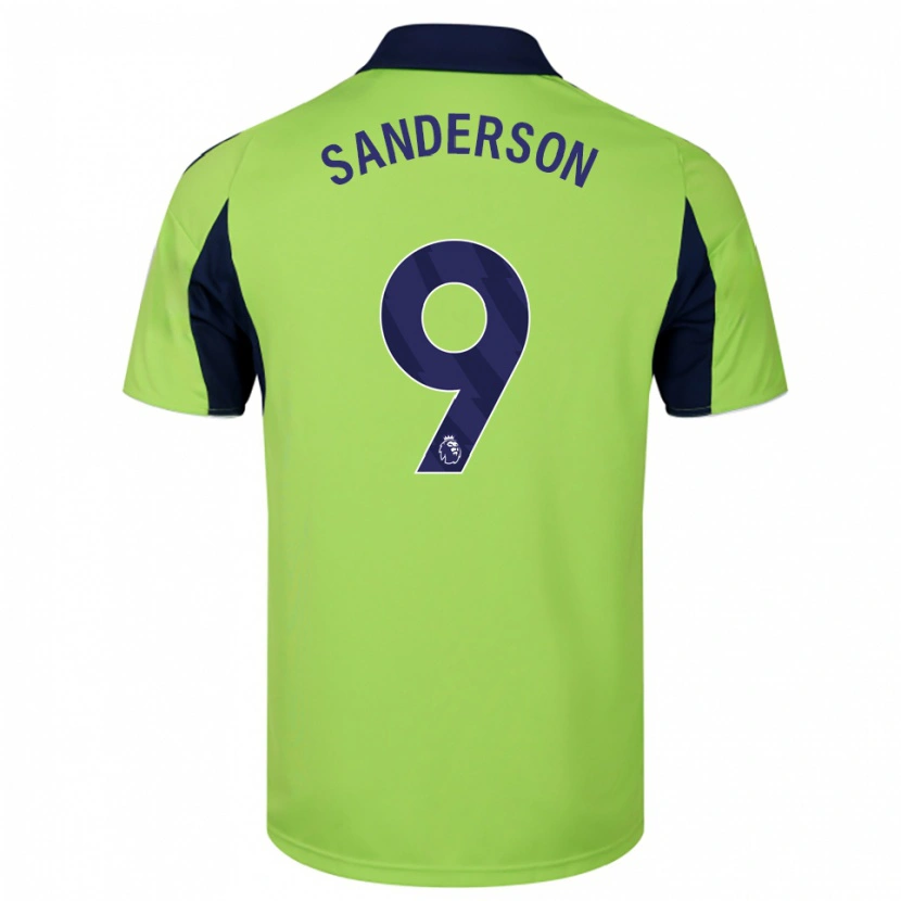 Danxen Uomo Maglia Oliver Sanderson #9 Verde Navy Bianco Kit Gara Away 2025/26 Maglietta