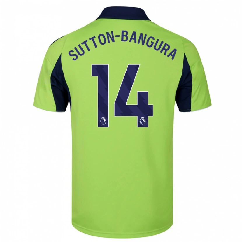 Danxen Uomo Maglia William Sutton-Bangura #14 Verde Navy Bianco Kit Gara Away 2025/26 Maglietta