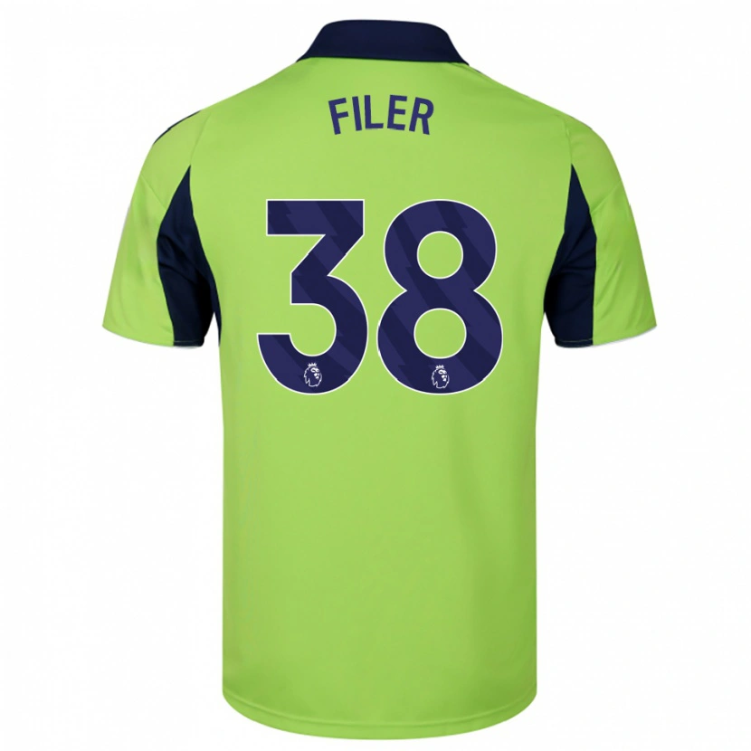 Danxen Uomo Maglia Maddie Filer #38 Verde Navy Bianco Kit Gara Away 2025/26 Maglietta