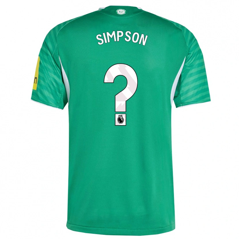 Danxen Uomo Maglia James Simpson #0 Verde Bianco Kit Gara Away 2025/26 Maglietta