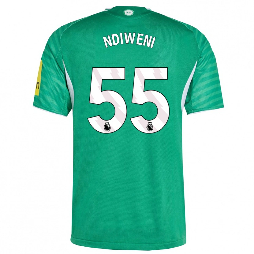 Danxen Uomo Maglia Michael Ndiweni #55 Verde Bianco Kit Gara Away 2025/26 Maglietta