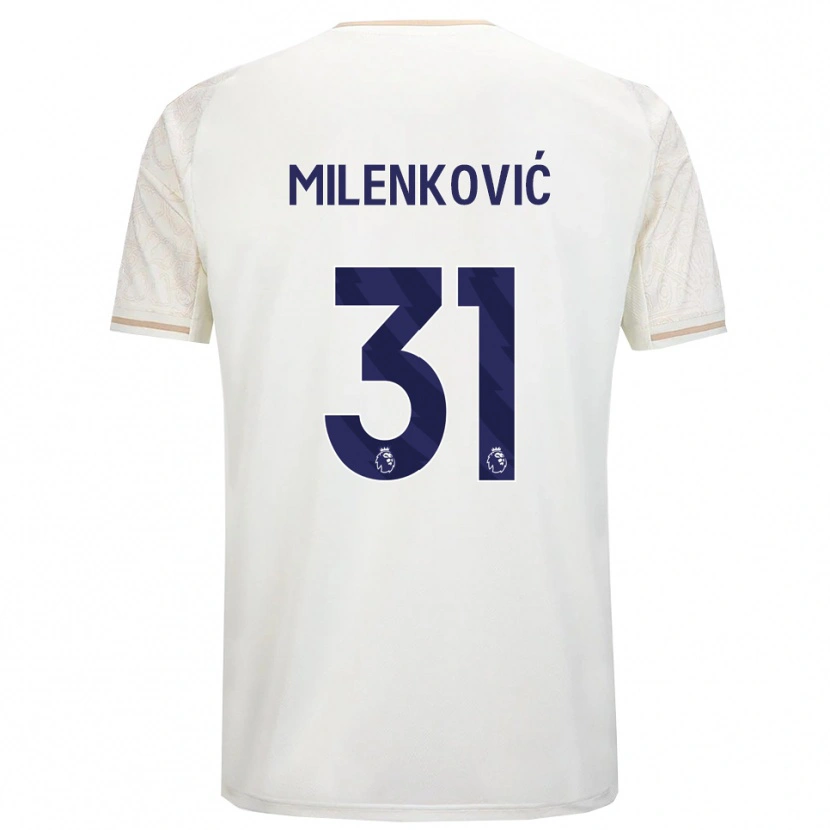 Danxen Uomo Maglia Nikola Milenković #31 Bianco Sporco Nero Kit Gara Away 2025/26 Maglietta