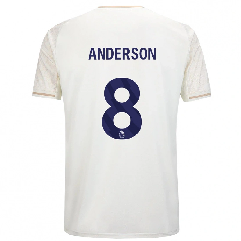 Danxen Uomo Maglia Elliot Anderson #8 Bianco Sporco Nero Kit Gara Away 2025/26 Maglietta