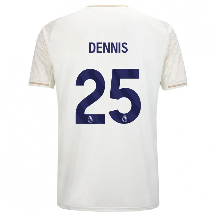 Danxen Uomo Maglia Emmanuel Dennis #25 Bianco Sporco Nero Kit Gara Away 2025/26 Maglietta