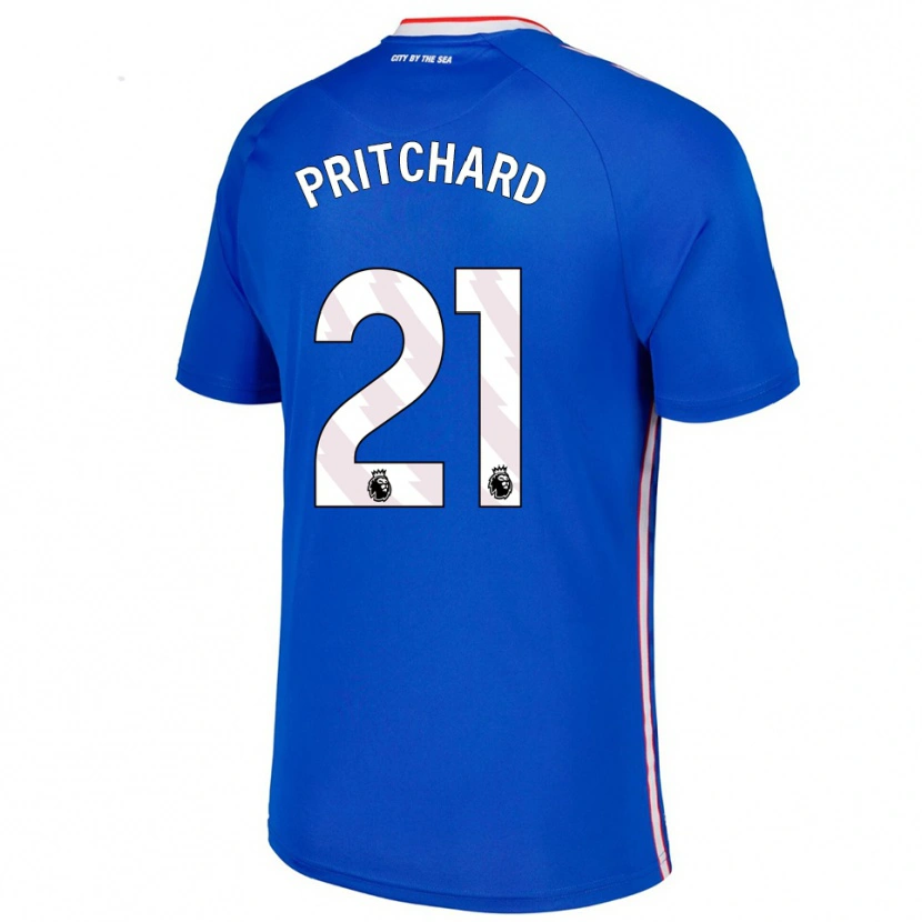 Danxen Uomo Maglia Alex Pritchard #21 Blu Bianco Kit Gara Away 2025/26 Maglietta
