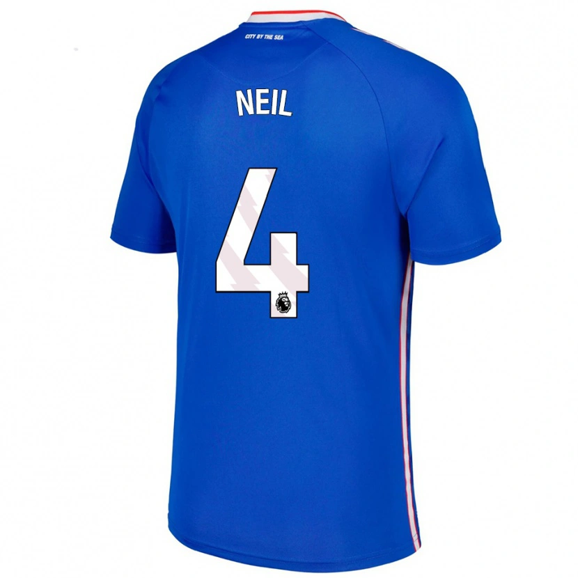 Danxen Uomo Maglia Dan Neil #4 Blu Bianco Kit Gara Away 2025/26 Maglietta