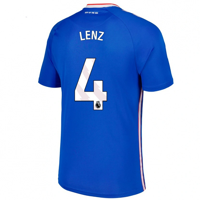 Danxen Uomo Maglia Elias Lenz #4 Blu Bianco Kit Gara Away 2025/26 Maglietta