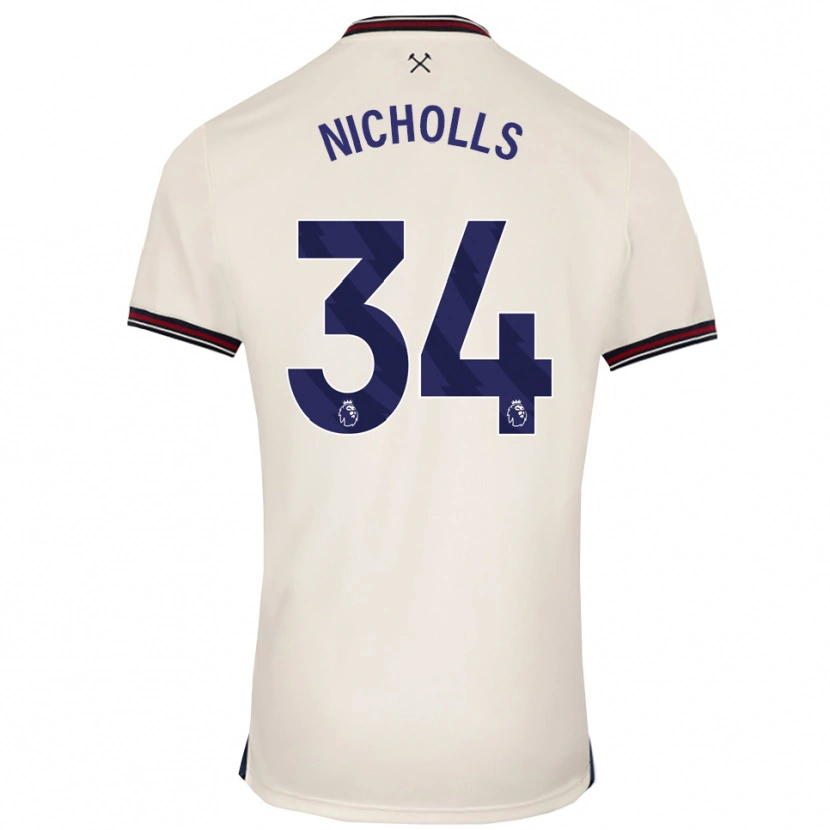 Danxen Uomo Maglia Macey Nicholls #34 Bianco Sporco Kit Gara Away 2025/26 Maglietta