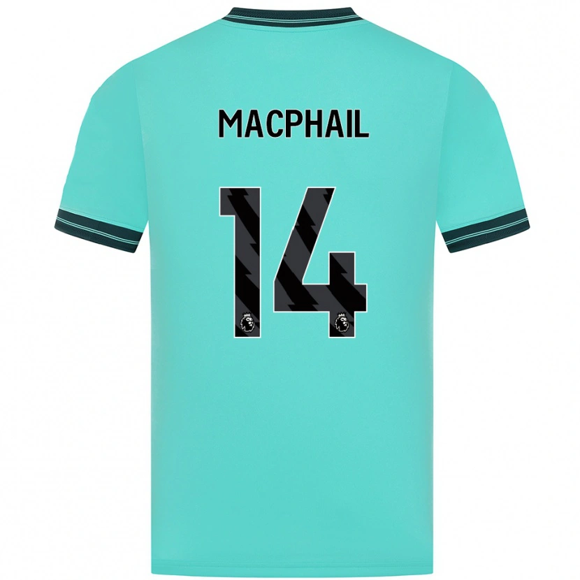 Danxen Uomo Maglia Martha Macphail #14 Azzurro Verde Kit Gara Away 2025/26 Maglietta