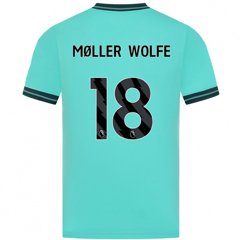 Danxen Uomo Maglia David Møller Wolfe #18 Azzurro Verde Kit Gara Away 2025/26 Maglietta