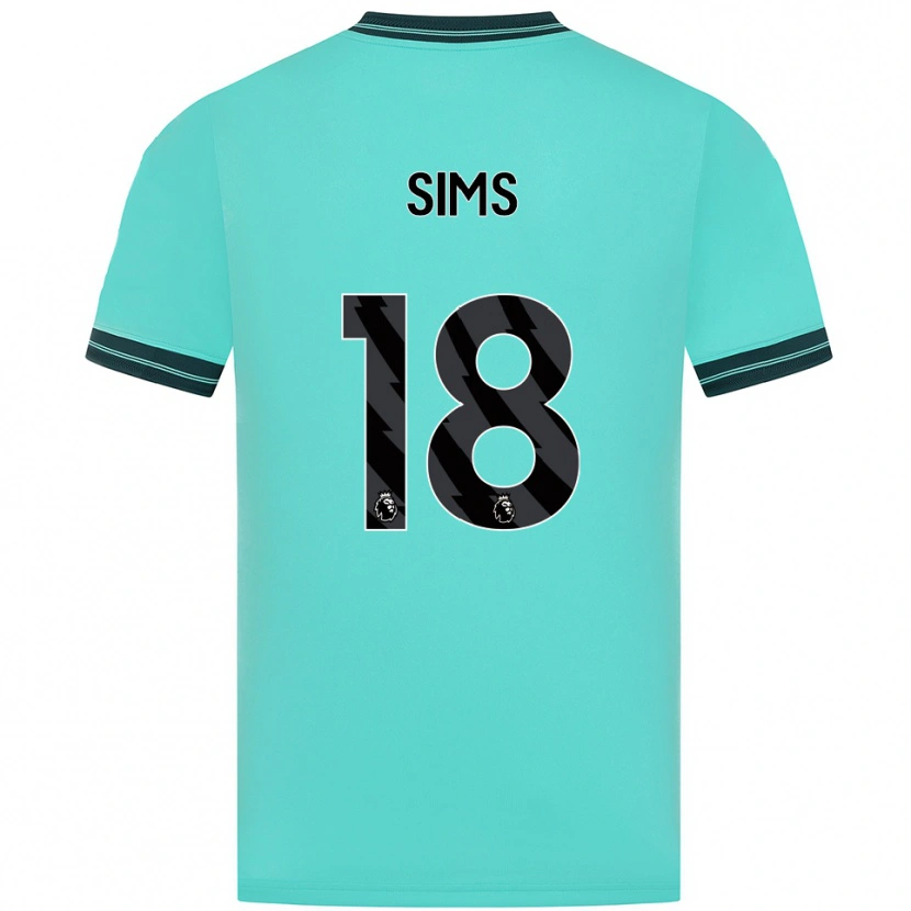 Danxen Uomo Maglia Amy Sims #18 Azzurro Verde Kit Gara Away 2025/26 Maglietta