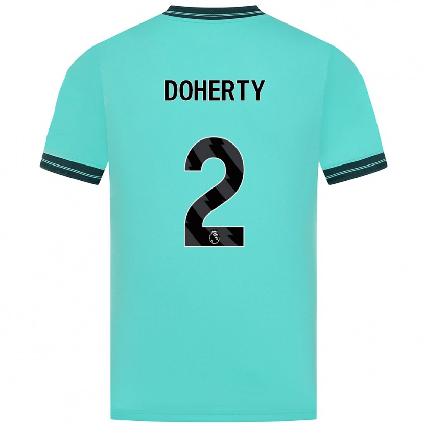 Danxen Uomo Maglia Matt Doherty #2 Azzurro Verde Kit Gara Away 2025/26 Maglietta