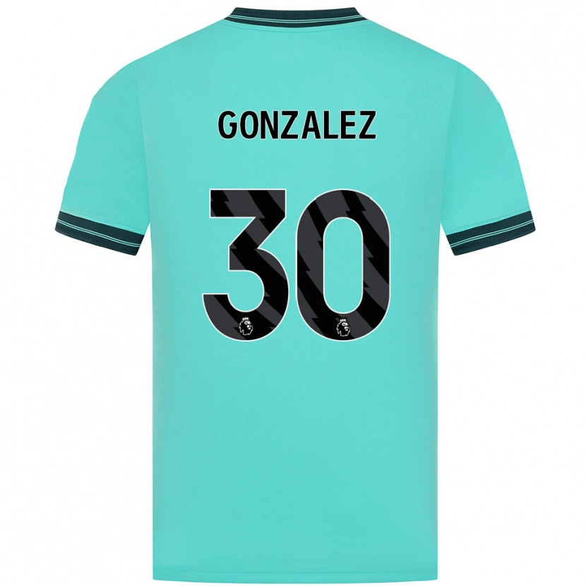 Danxen Uomo Maglia Enso González #30 Azzurro Verde Kit Gara Away 2025/26 Maglietta