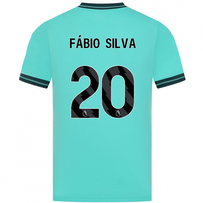 Danxen Uomo Maglia Fábio Silva #20 Azzurro Verde Kit Gara Away 2025/26 Maglietta