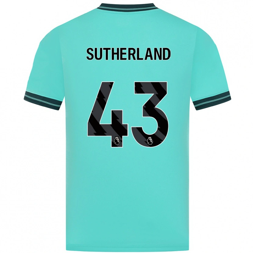 Danxen Uomo Maglia Ethan Sutherland #43 Azzurro Verde Kit Gara Away 2025/26 Maglietta