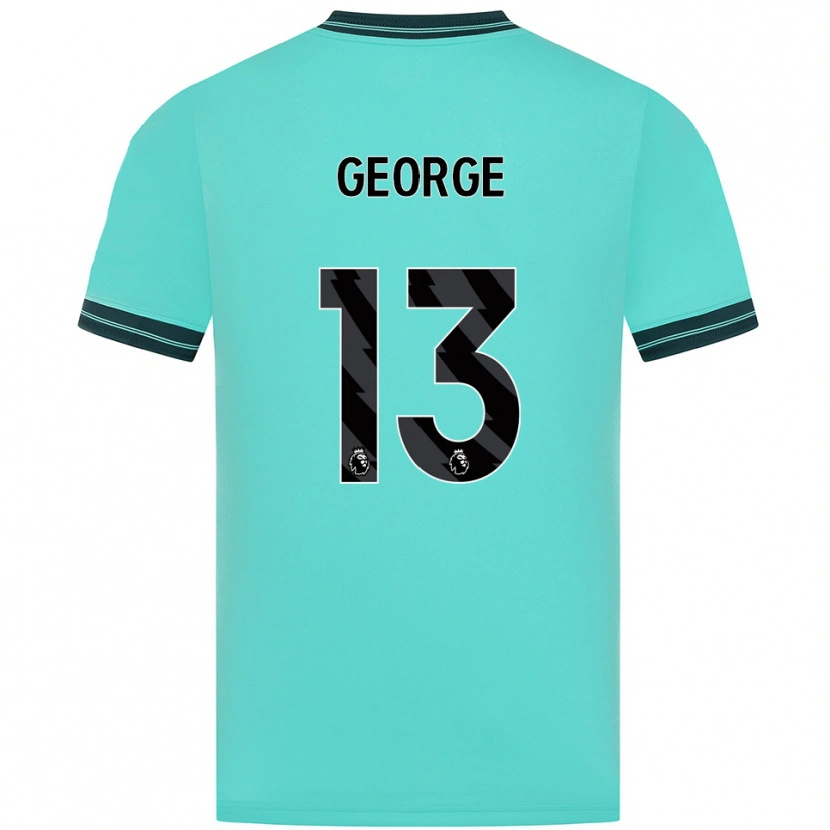 Danxen Uomo Maglia Harry George #13 Azzurro Verde Kit Gara Away 2025/26 Maglietta