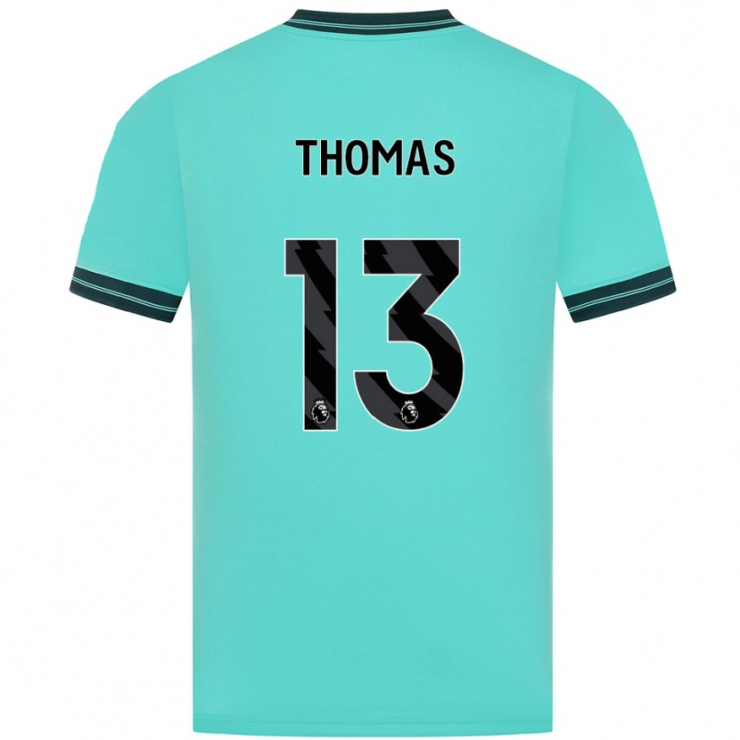 Danxen Uomo Maglia Bec Thomas #13 Azzurro Verde Kit Gara Away 2025/26 Maglietta