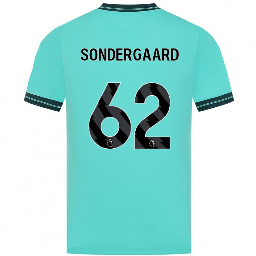 Danxen Uomo Maglia Andreas Sondergaard #62 Azzurro Verde Kit Gara Away 2025/26 Maglietta