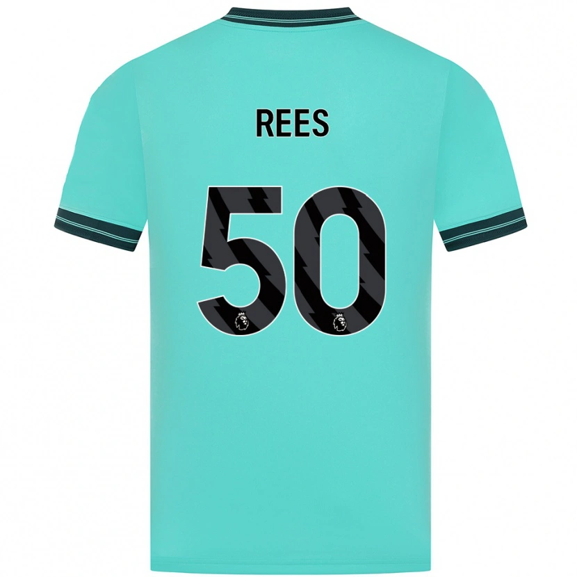 Danxen Uomo Maglia Mason Rees #50 Azzurro Verde Kit Gara Away 2025/26 Maglietta