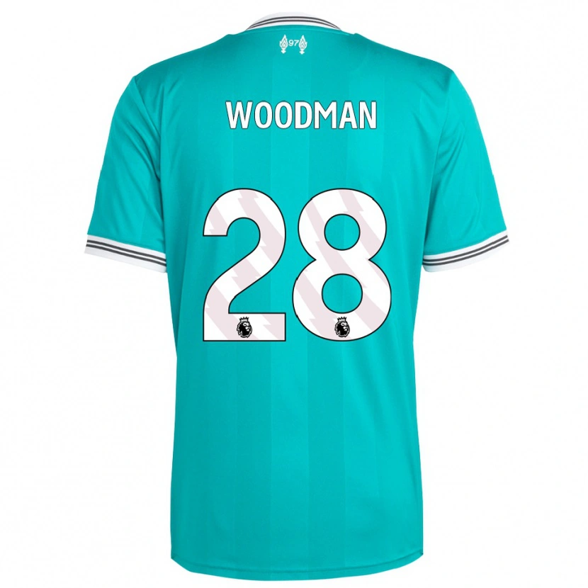 Danxen Uomo Maglia Freddie Woodman #28 Verde Bianco Kit Gara Third 2025/26 Maglietta