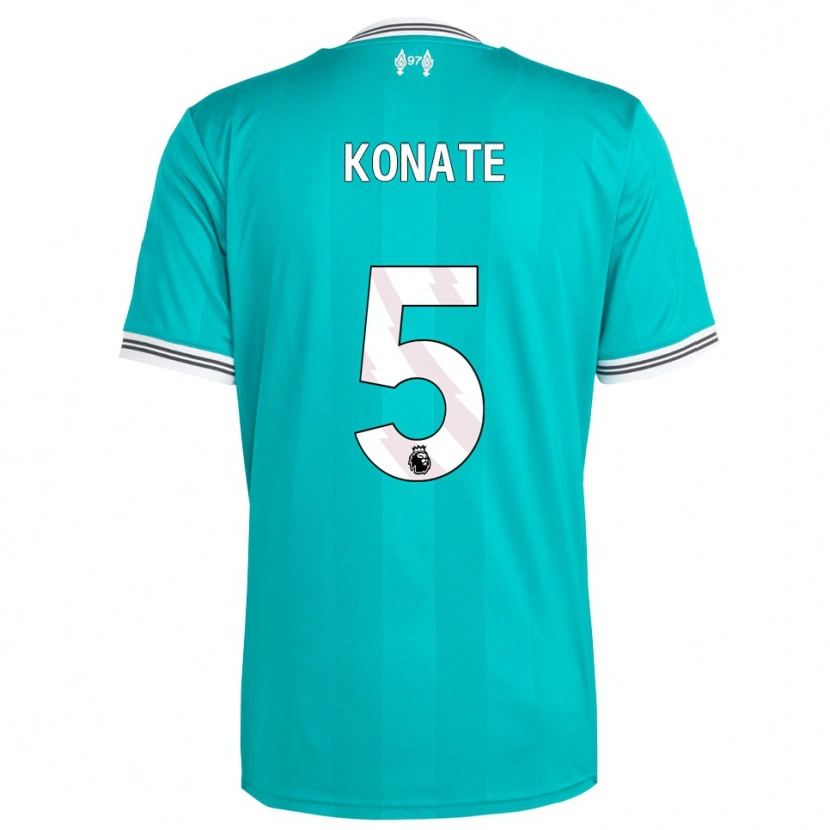 Danxen Uomo Maglia Ibrahima Konaté #5 Verde Bianco Kit Gara Third 2025/26 Maglietta