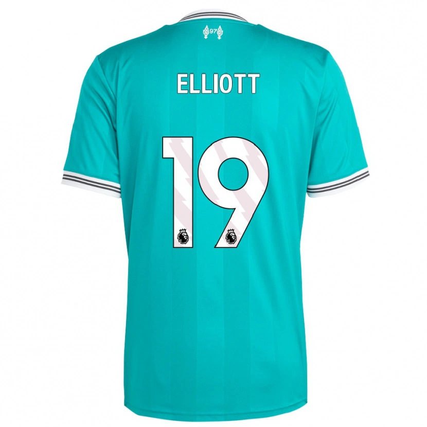 Danxen Uomo Maglia Harvey Elliott #19 Verde Bianco Kit Gara Third 2025/26 Maglietta