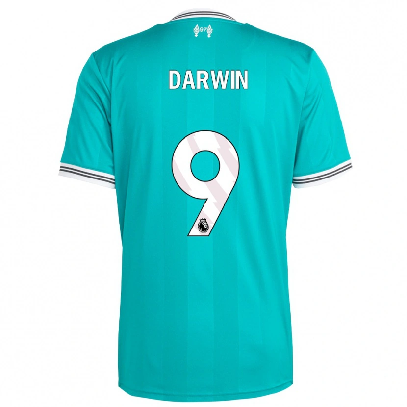 Danxen Uomo Maglia Darwin Núñez #9 Verde Bianco Kit Gara Third 2025/26 Maglietta