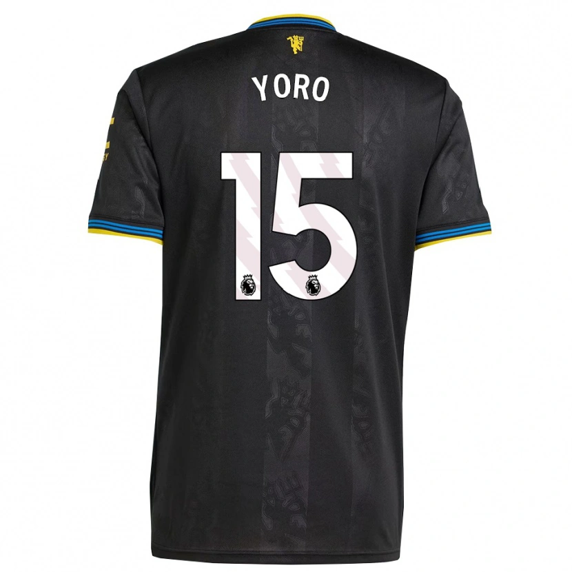 Danxen Uomo Maglia Leny Yoro #15 Nero Giallo Blu Kit Gara Third 2025/26 Maglietta