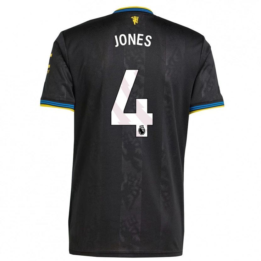 Danxen Uomo Maglia Phil Jones #4 Nero Giallo Blu Kit Gara Third 2025/26 Maglietta