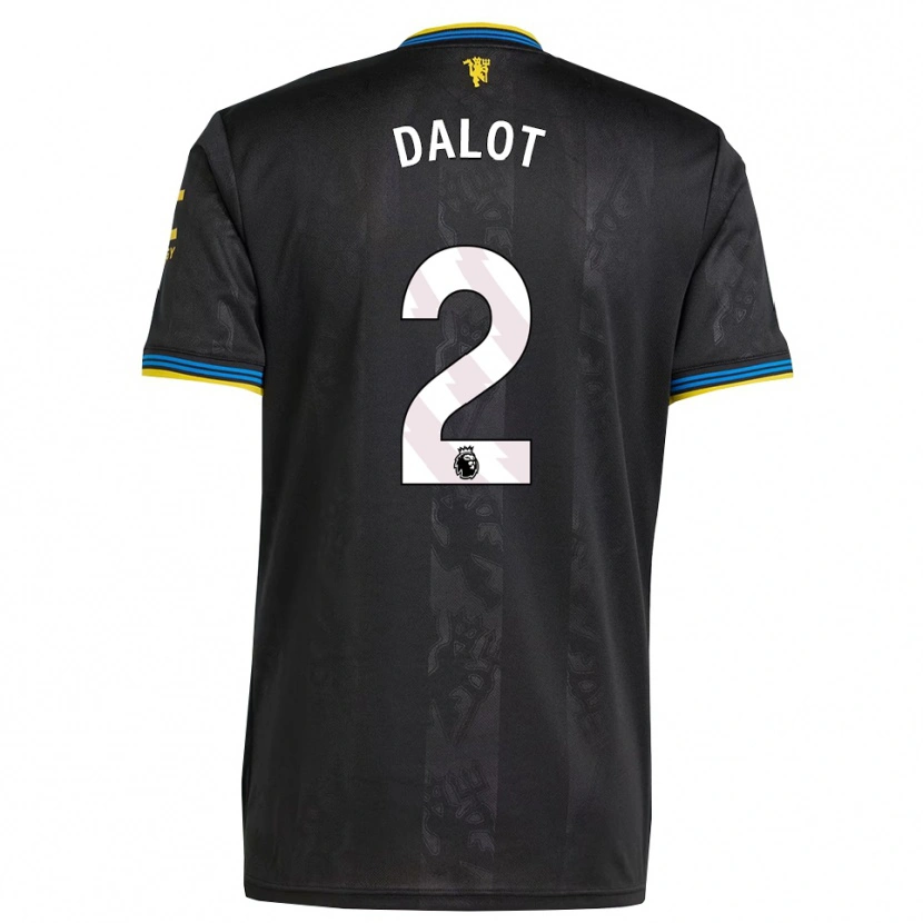 Danxen Uomo Maglia Diogo Dalot #2 Nero Giallo Blu Kit Gara Third 2025/26 Maglietta