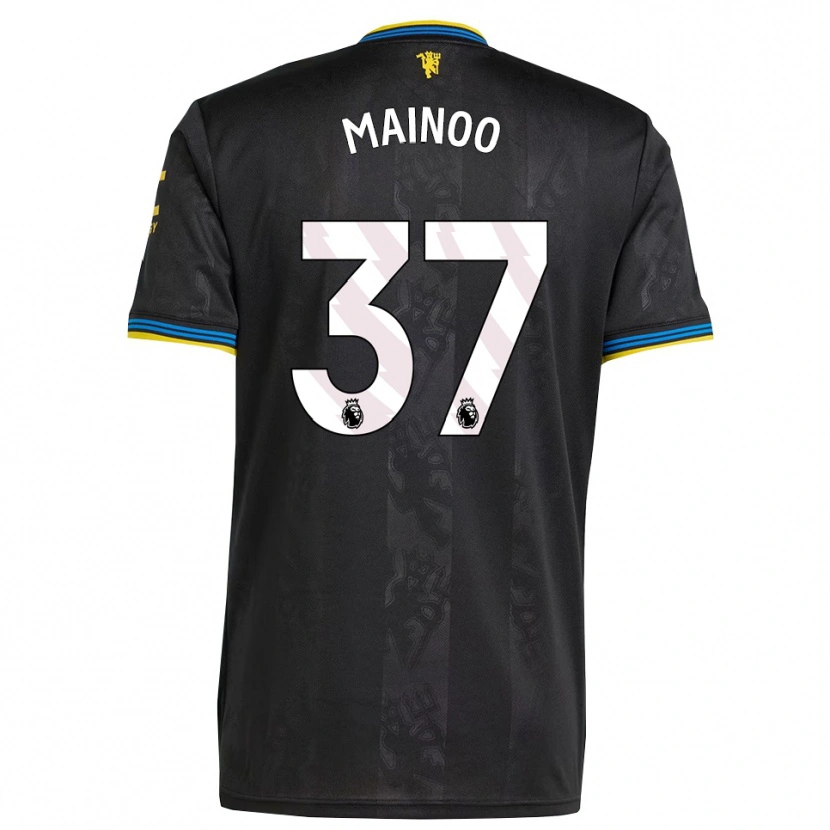 Danxen Uomo Maglia Kobbie Mainoo #37 Nero Giallo Blu Kit Gara Third 2025/26 Maglietta