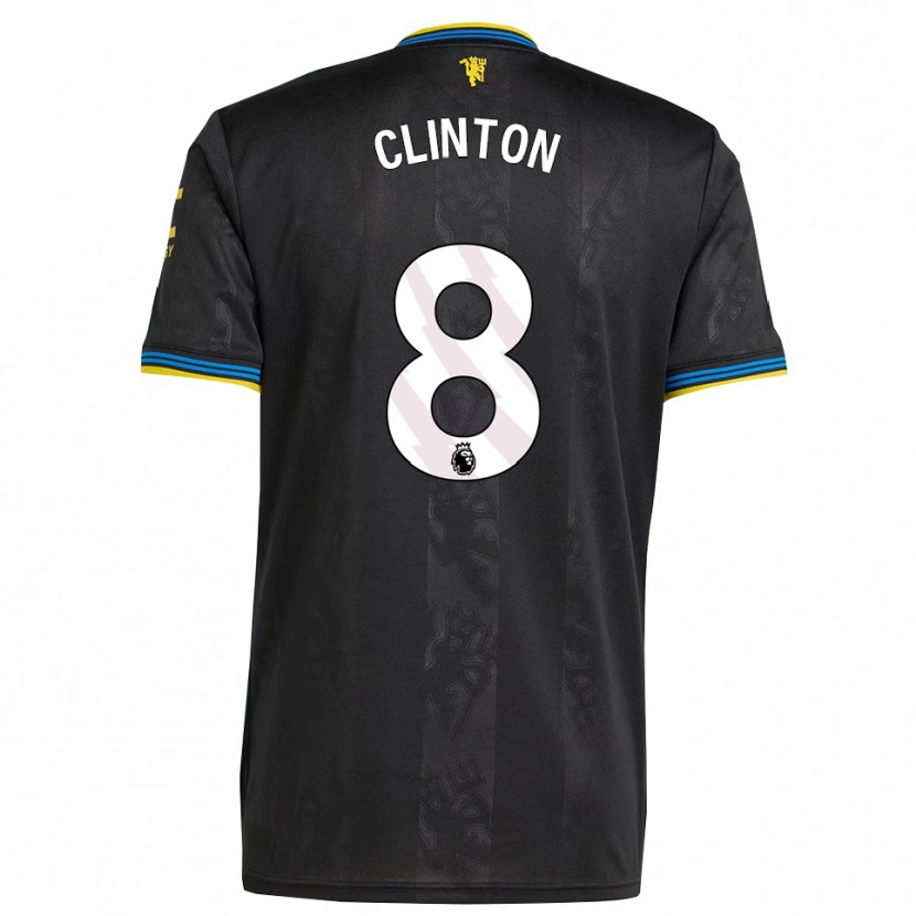 Danxen Uomo Maglia Grace Clinton #8 Nero Giallo Blu Kit Gara Third 2025/26 Maglietta