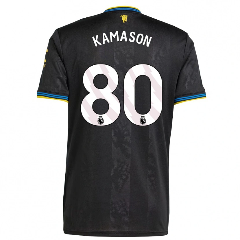Danxen Uomo Maglia Jaydan Kamason #80 Nero Giallo Blu Kit Gara Third 2025/26 Maglietta