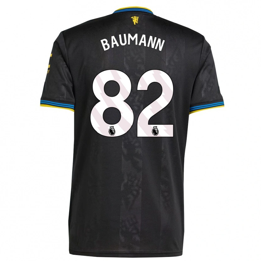 Danxen Uomo Maglia Zach Baumann #82 Nero Giallo Blu Kit Gara Third 2025/26 Maglietta