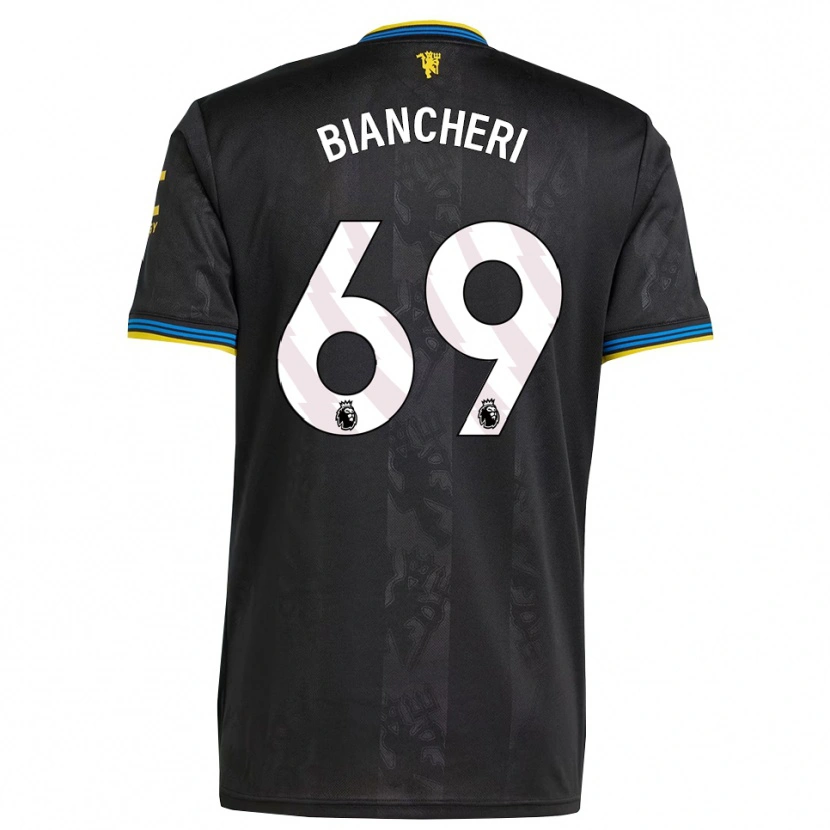 Danxen Uomo Maglia Gabriele Biancheri #69 Nero Giallo Blu Kit Gara Third 2025/26 Maglietta