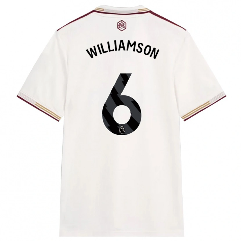 Danxen Uomo Maglia Leah Williamson #6 Bianco Sporco Borgogna Kit Gara Third 2025/26 Maglietta