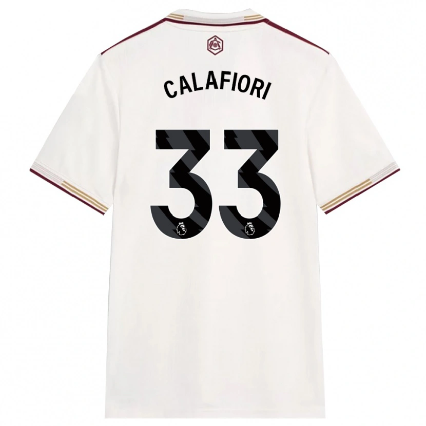 Danxen Uomo Maglia Riccardo Calafiori #33 Bianco Sporco Borgogna Kit Gara Third 2025/26 Maglietta