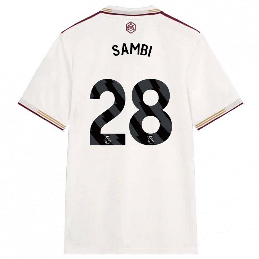 Danxen Uomo Maglia Albert Sambi Lokonga #28 Bianco Sporco Borgogna Kit Gara Third 2025/26 Maglietta