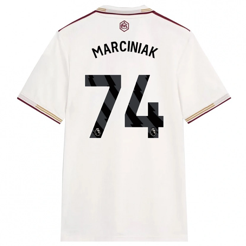 Danxen Uomo Maglia Alex Marciniak #74 Bianco Sporco Borgogna Kit Gara Third 2025/26 Maglietta