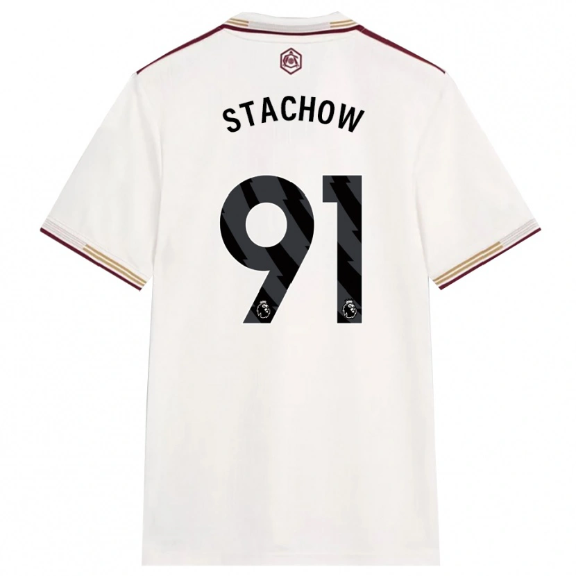 Danxen Uomo Maglia Patrick Stachow #91 Bianco Sporco Borgogna Kit Gara Third 2025/26 Maglietta