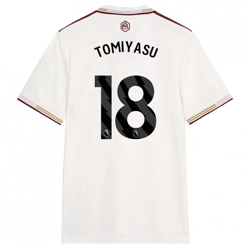Danxen Uomo Maglia Takehiro Tomiyasu #18 Bianco Sporco Borgogna Kit Gara Third 2025/26 Maglietta