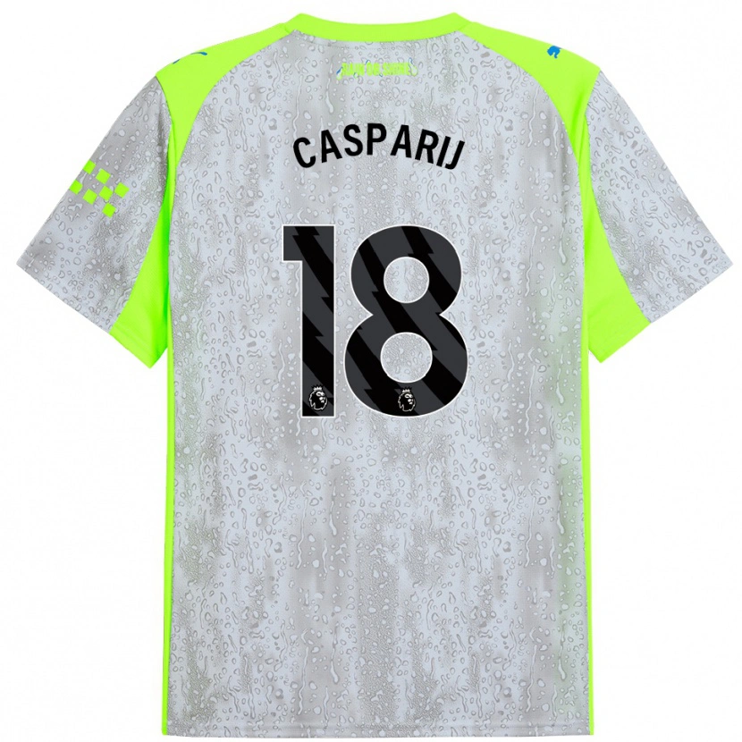 Danxen Uomo Maglia Kerstin Casparij #18 Grigio Giallo Kit Gara Third 2025/26 Maglietta